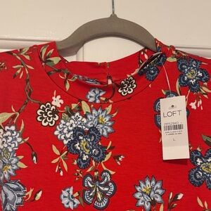 LOFT Red and Blue Floral Dress